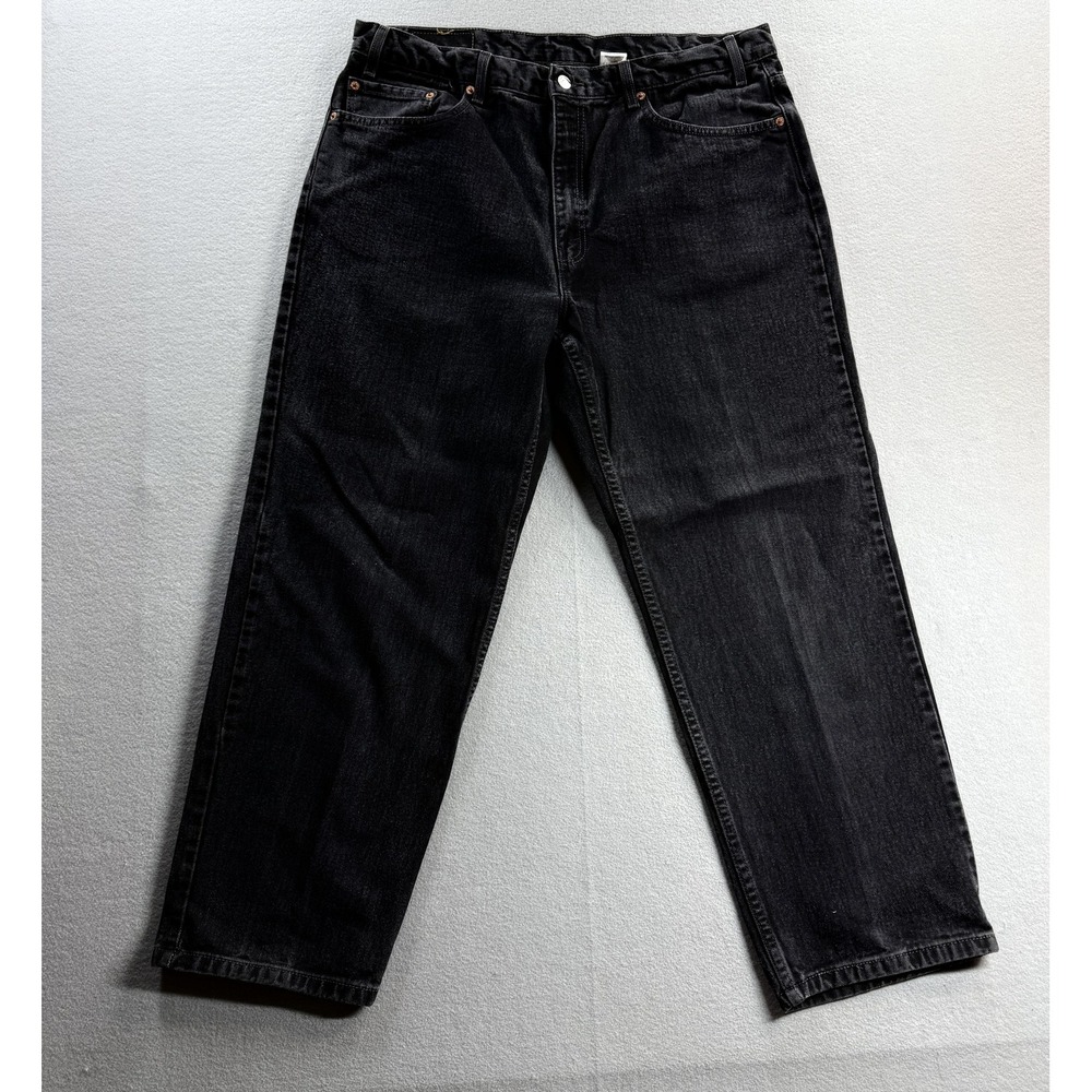 Levi's Jeans Mens 40x30 Black 550 Relaxed Tapered Denim Zip Fly Pockets Cotton